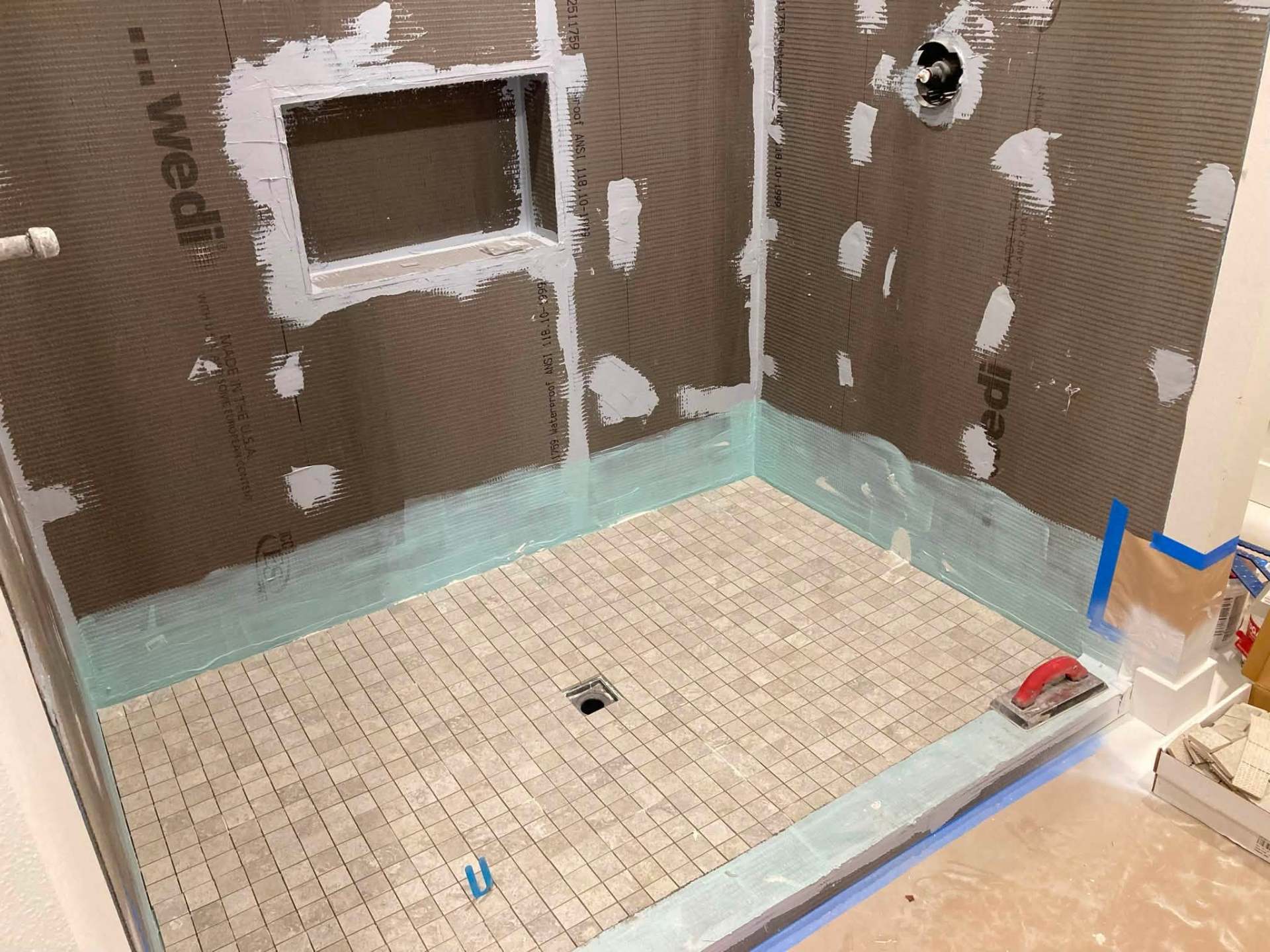 Waterproof shower pan and prep work